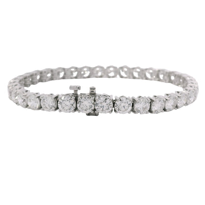 GIA 18k White Gold 17.51 Carat Round Brilliant Cut Diamond Tennis Bracelet