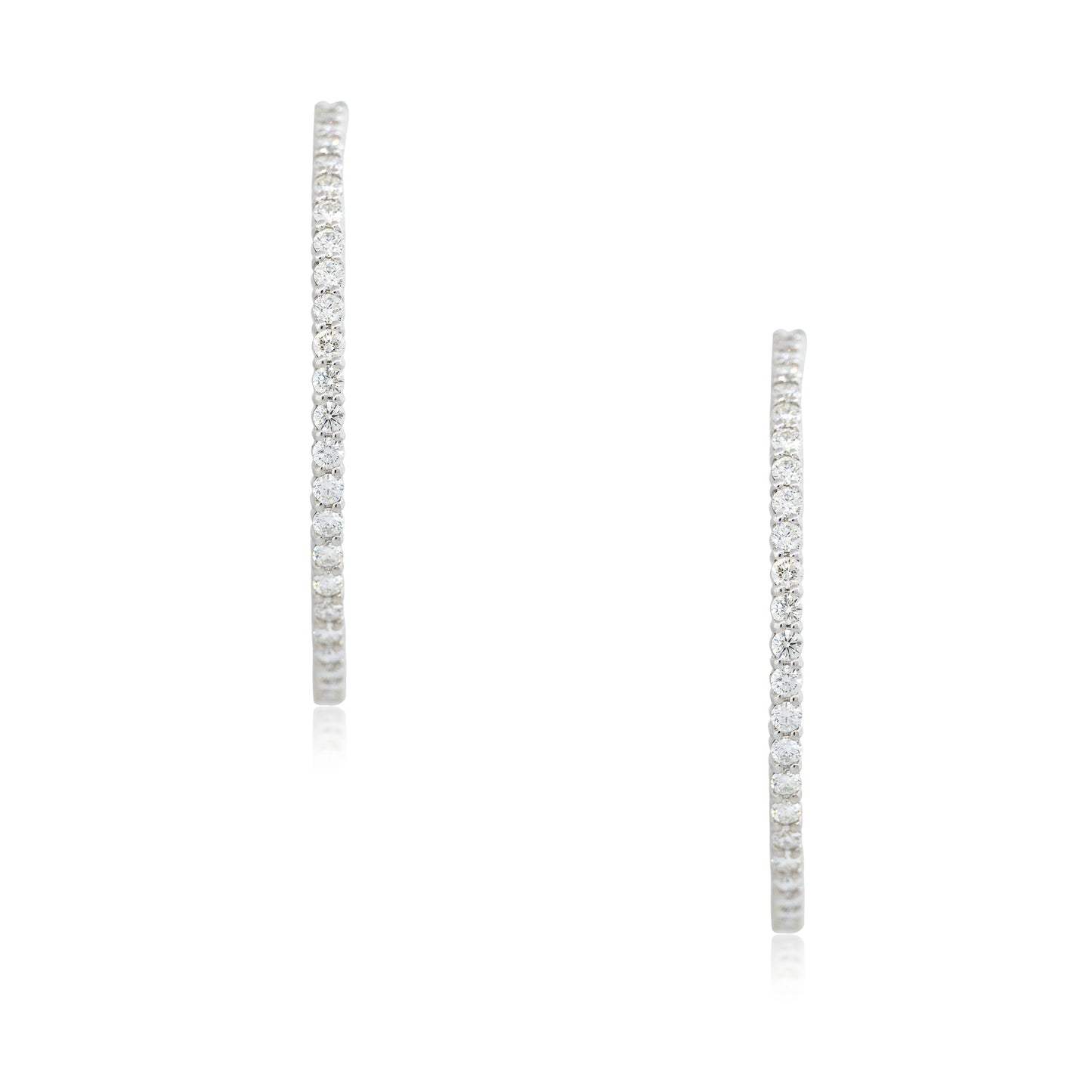 14k White Gold 7.22ctw Round Brilliant Cut Diamond Hoop Earrings