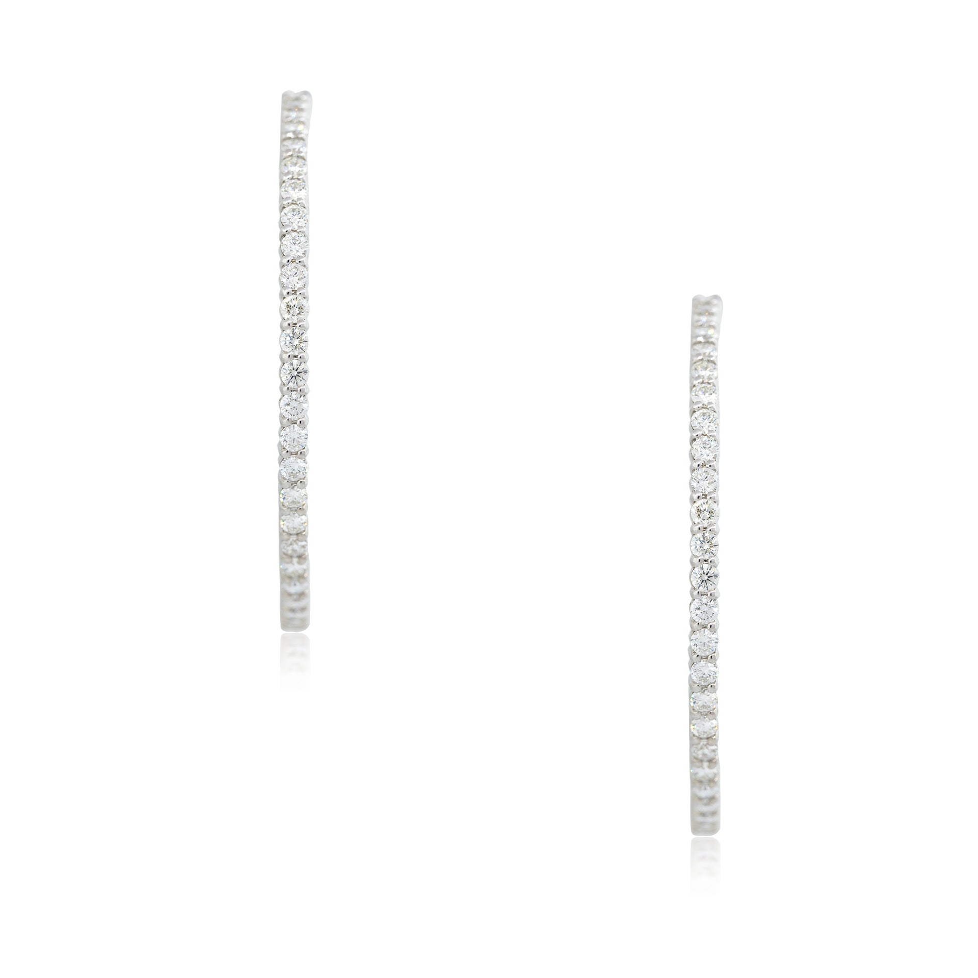 14k White Gold 7.22ctw Round Brilliant Cut Diamond Hoop Earrings