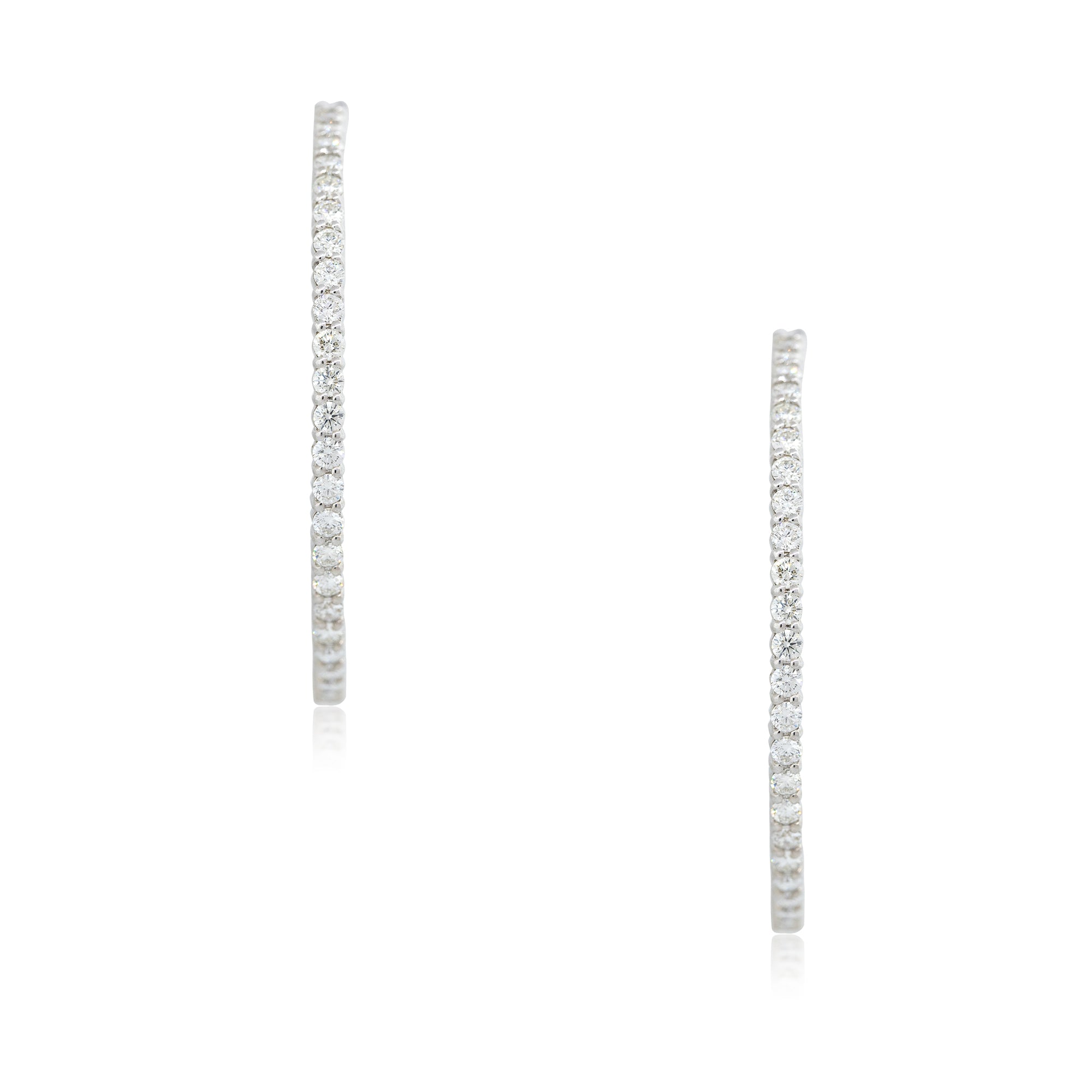 14k White Gold 7.22ctw Round Brilliant Cut Diamond Hoop Earrings