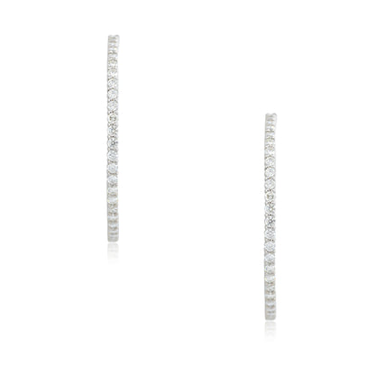 14k White Gold 7.22ctw Round Brilliant Cut Diamond Hoop Earrings