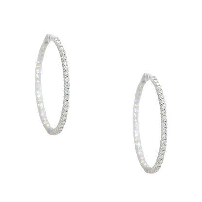 14k White Gold 7.22ctw Round Brilliant Cut Diamond Hoop Earrings