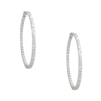 14k White Gold 7.22ctw Round Brilliant Cut Diamond Hoop Earrings