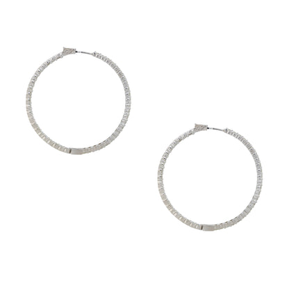 14k White Gold 7.22ctw Round Brilliant Cut Diamond Hoop Earrings