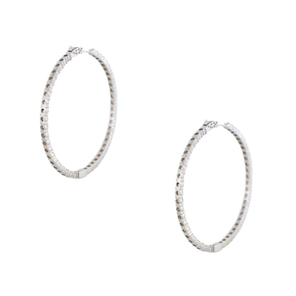 14k White Gold 7.22ctw Round Brilliant Cut Diamond Hoop Earrings