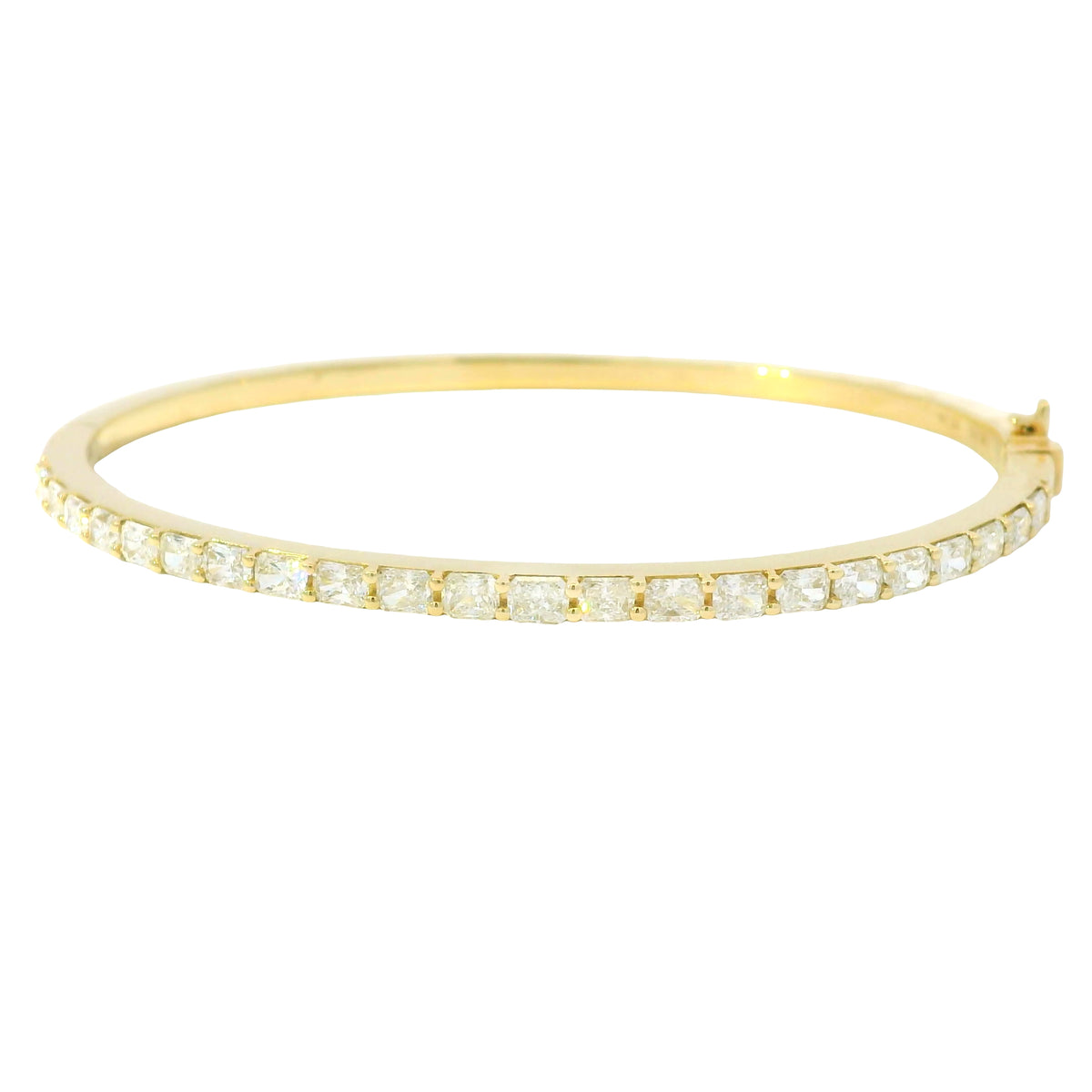 14K Yellow Gold Natural 2.14 Carat Radiant Diamond Bangle Bracelet