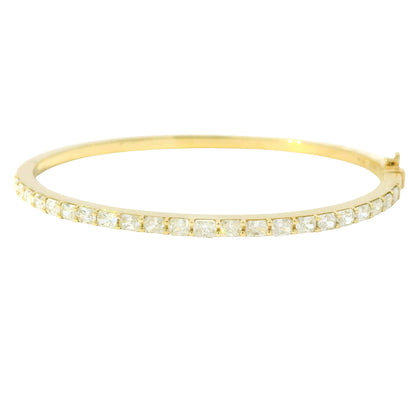 14K Yellow Gold Natural 2.14 Carat Radiant Diamond Bangle Bracelet