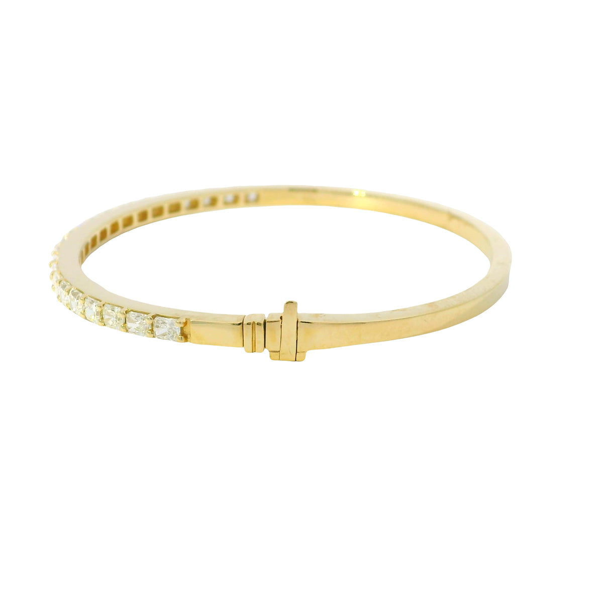 14K Yellow Gold Natural 2.14 Carat Radiant Diamond Bangle Bracelet