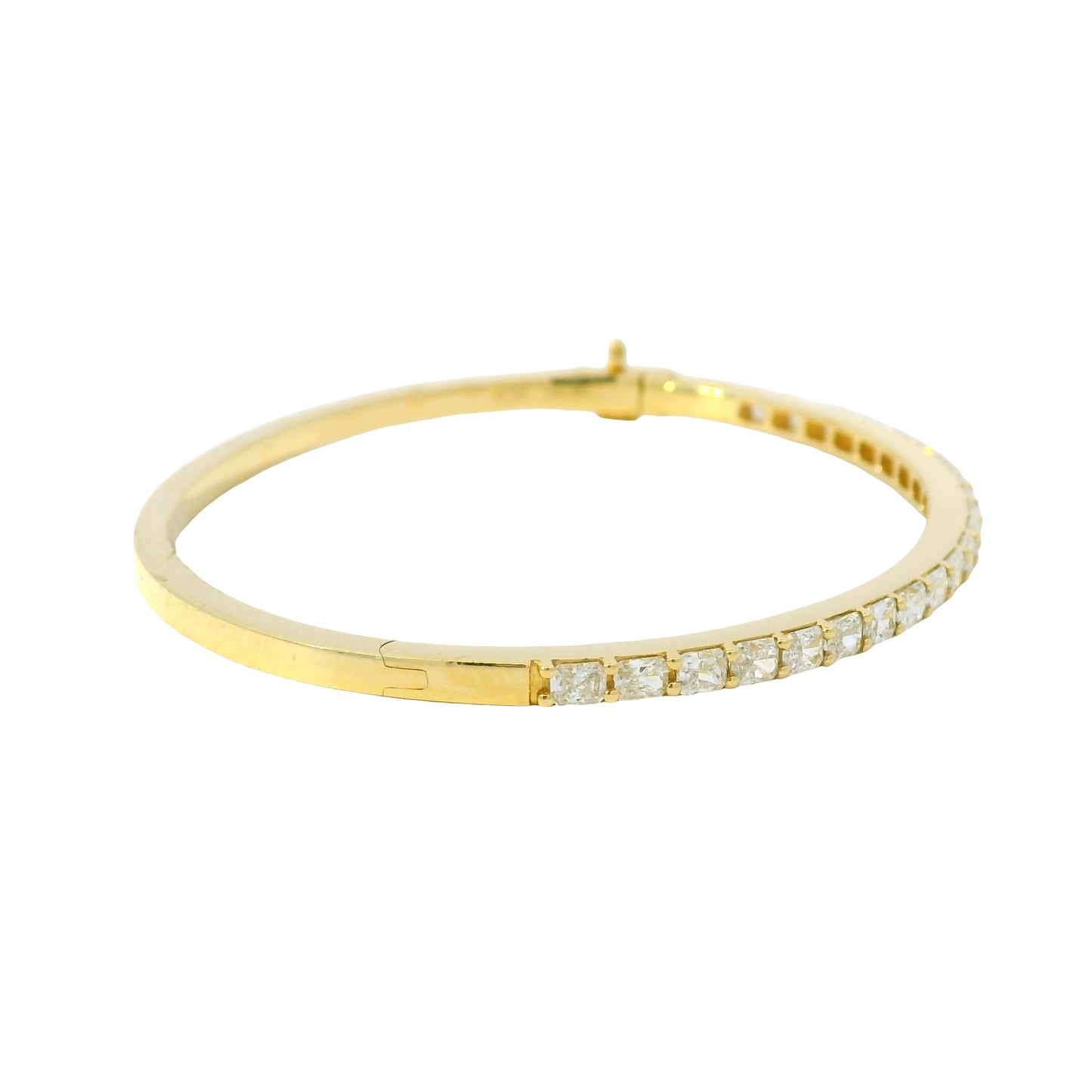 14K Yellow Gold Natural 2.14 Carat Radiant Diamond Bangle Bracelet