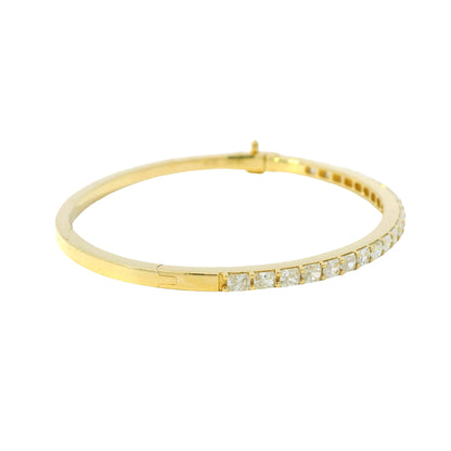 14K Yellow Gold Natural 2.14 Carat Radiant Diamond Bangle Bracelet