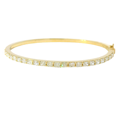 14K Yellow Gold Natural 2.14 Carat Radiant Diamond Bangle Bracelet