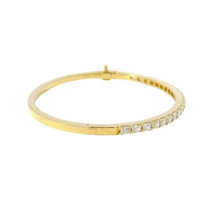 14K Yellow Gold Natural 2.14 Carat Radiant Diamond Bangle Bracelet