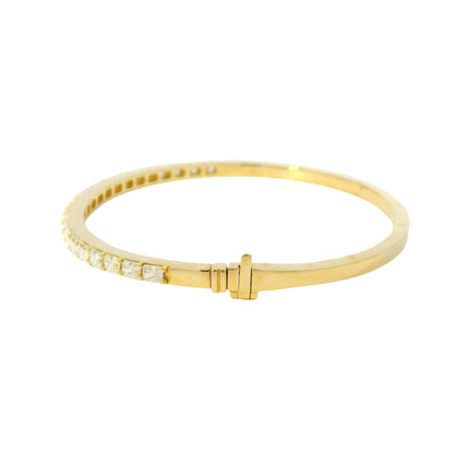 14K Yellow Gold Natural 2.14 Carat Radiant Diamond Bangle Bracelet