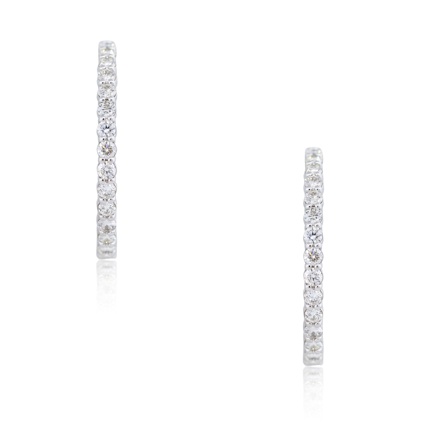 14k White Gold 7.63ctw Round Brilliant Cut Diamond Hoop Earrings