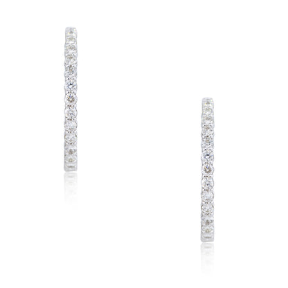 14k White Gold 7.63ctw Round Brilliant Cut Diamond Hoop Earrings