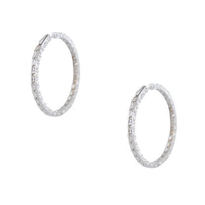 14k White Gold 7.63ctw Round Brilliant Cut Diamond Hoop Earrings