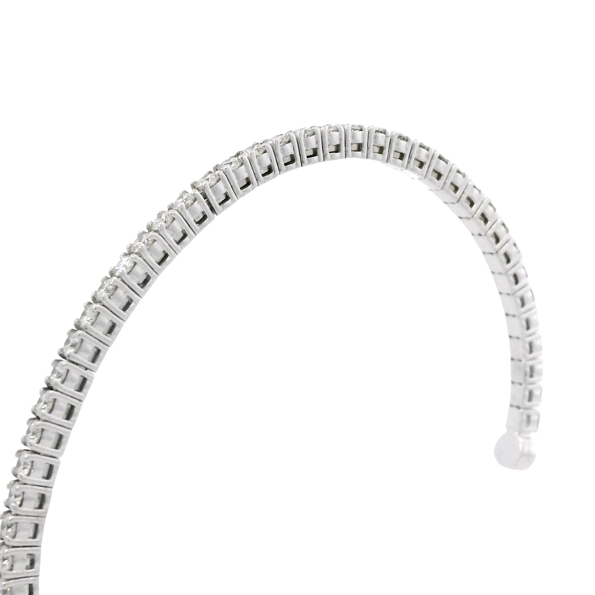 14k White Gold Natural 2.6 Carat Round Brilliant Cut Diamond Flexible Cuff Bracelet