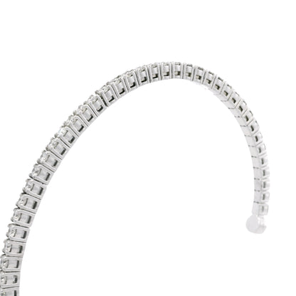 14k White Gold Natural 2.6 Carat Round Brilliant Cut Diamond Flexible Cuff Bracelet