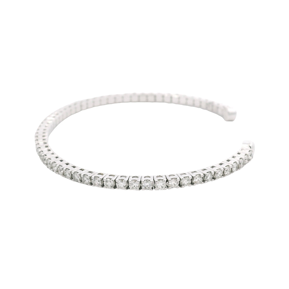 14k White Gold Natural 2.6 Carat Round Brilliant Cut Diamond Flexible Cuff Bracelet — product photo 2