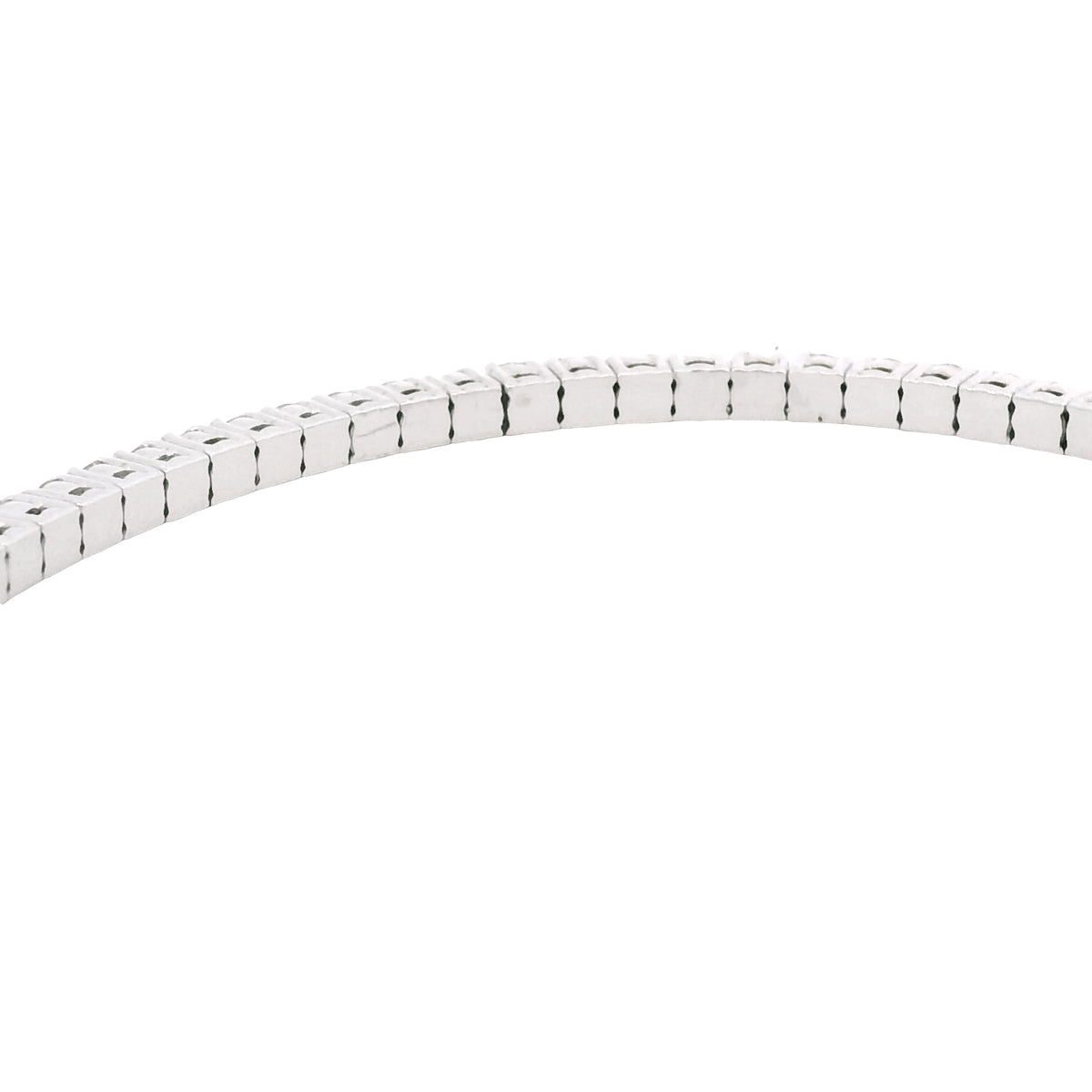 14k White Gold Natural 2.6 Carat Round Brilliant Cut Diamond Flexible Cuff Bracelet