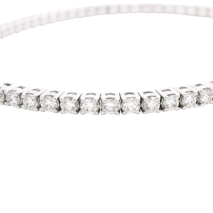 14k White Gold Natural 2.6 Carat Round Brilliant Cut Diamond Flexible Cuff Bracelet