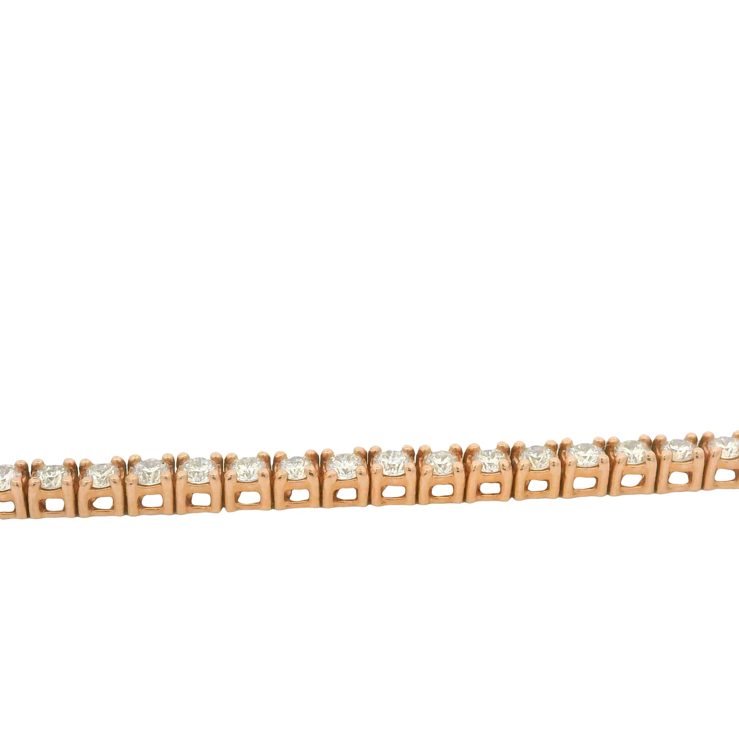 14K Rose Gold Natural Round Brilliant Cut Diamond Tennis Bracelet