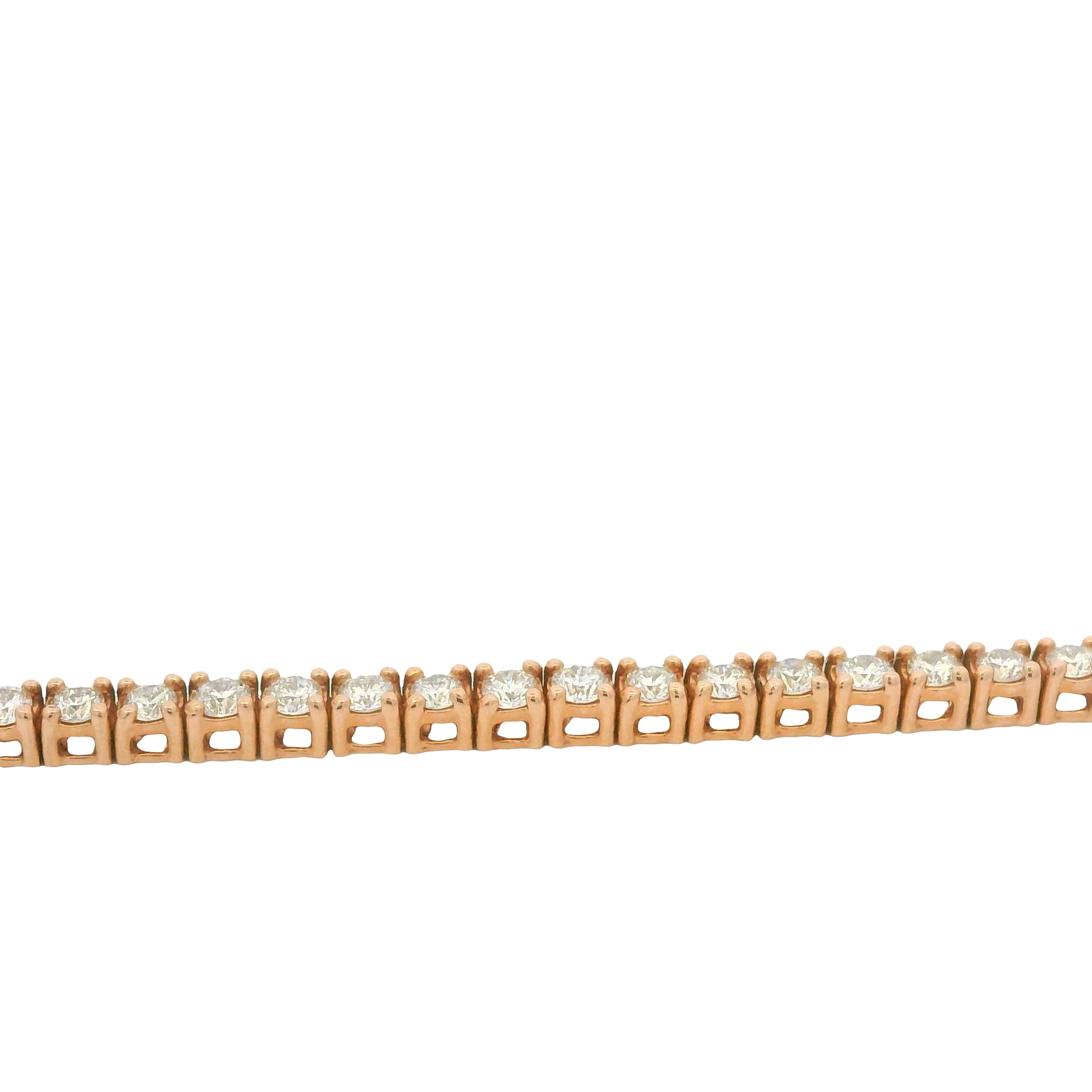 14K Rose Gold Natural Round Brilliant Cut Diamond Tennis Bracelet