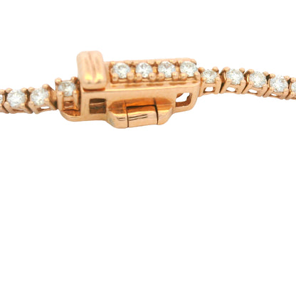 14K Rose Gold Natural Round Brilliant Cut Diamond Tennis Bracelet