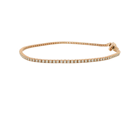 14K Rose Gold Natural Round Brilliant Cut Diamond Tennis Bracelet