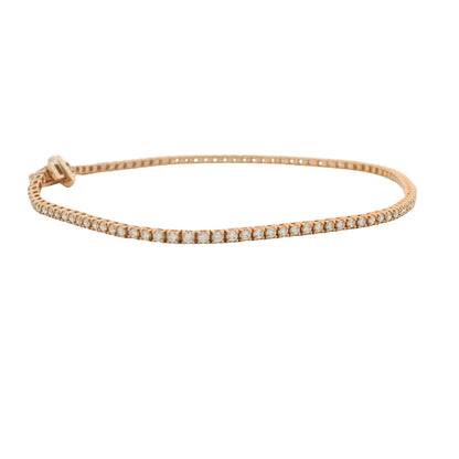 14K Rose Gold Natural Round Brilliant Cut Diamond Tennis Bracelet