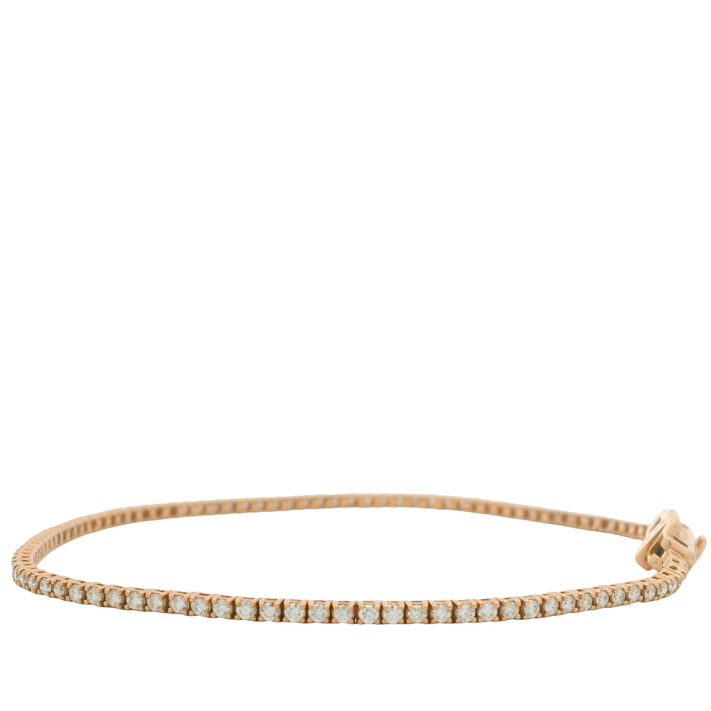 14K Rose Gold Natural Round Brilliant Cut Diamond Tennis Bracelet