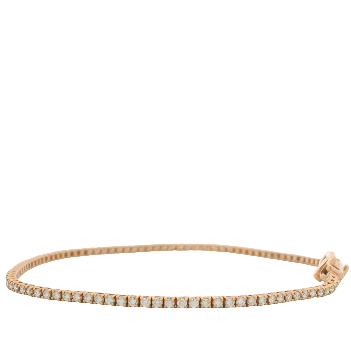 14K Rose Gold Natural Round Brilliant Cut Diamond Tennis Bracelet