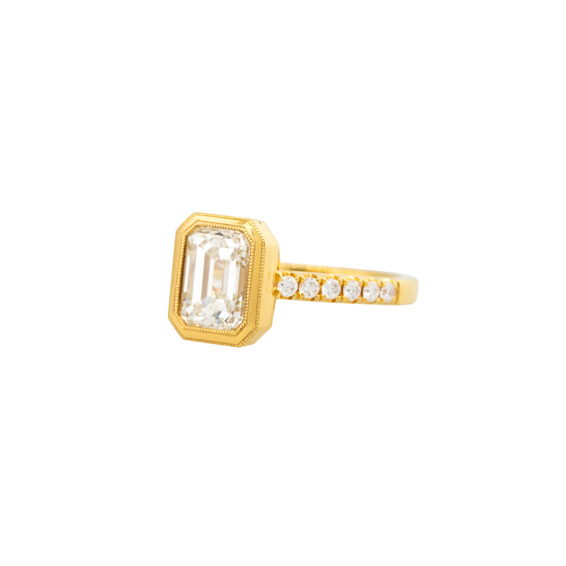 GIA 18k Yellow Gold 2.57ctw Emerald Cut Diamond Engagement Ring