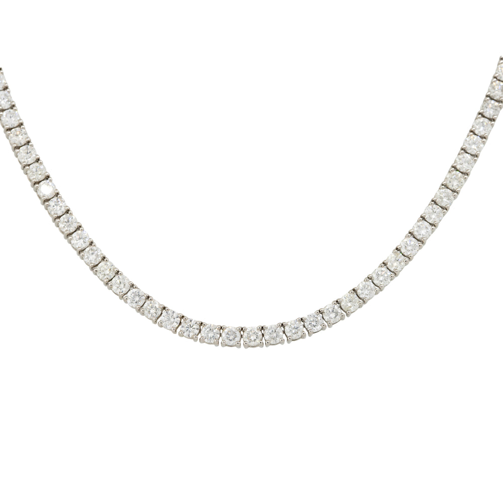 14k White Gold 12.05ctw Round Brilliant Cut Diamond Tennis Necklace