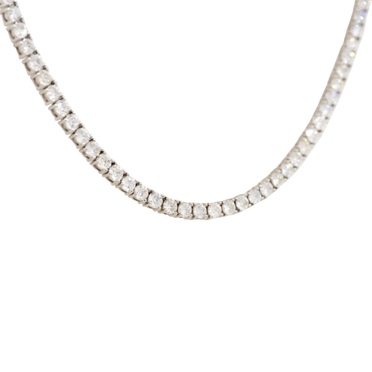 14k White Gold 12.05ctw Round Brilliant Cut Diamond Tennis Necklace