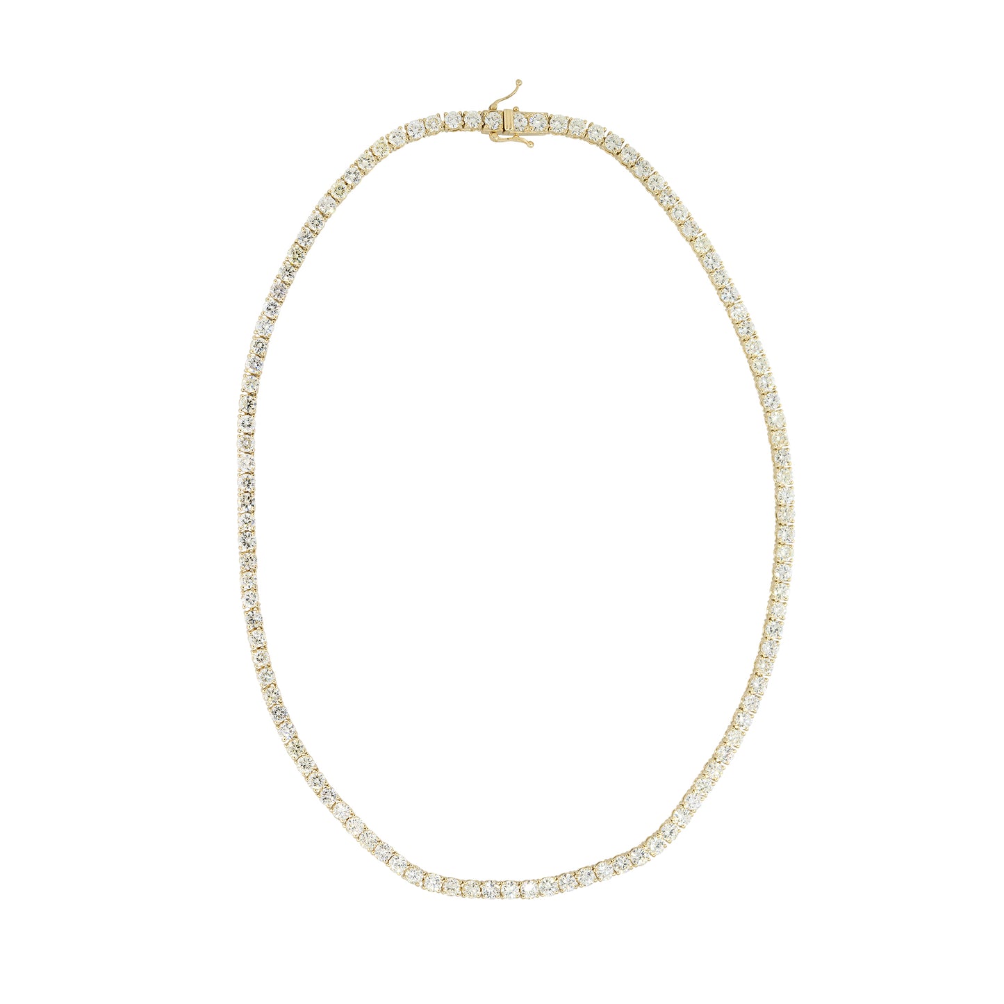 14k Yellow Gold 42.15ctw Round Brilliant Cut Diamond Tennis Necklace