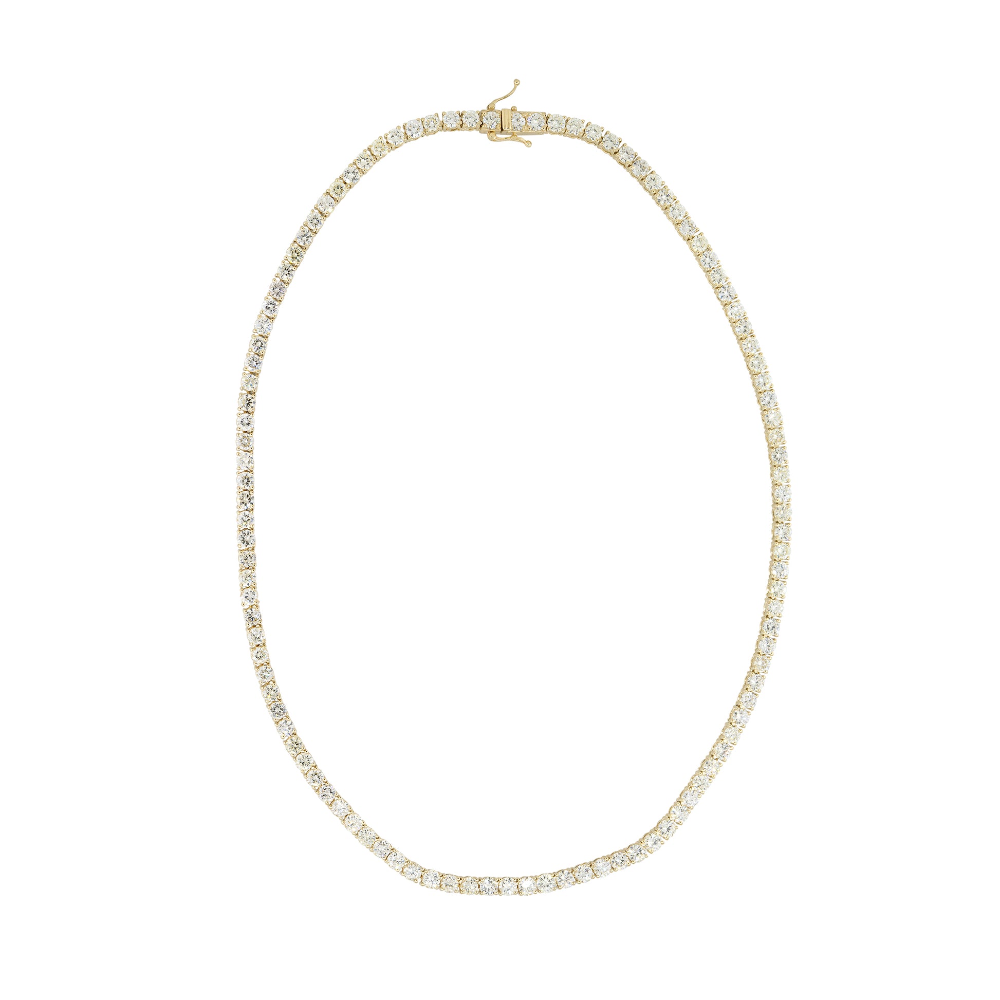 14k Yellow Gold 42.15ctw Round Brilliant Cut Diamond Tennis Necklace