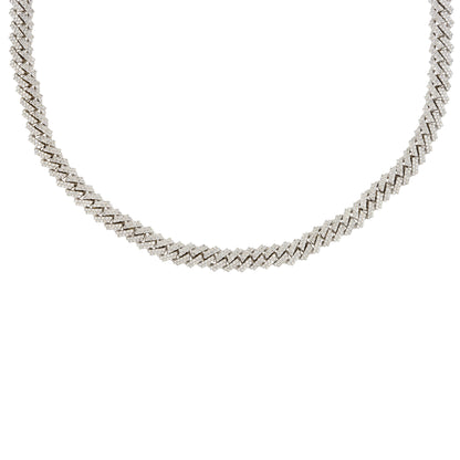 14k White Gold 19.1ctw Pave Diamond Cuban Link Chain Necklace