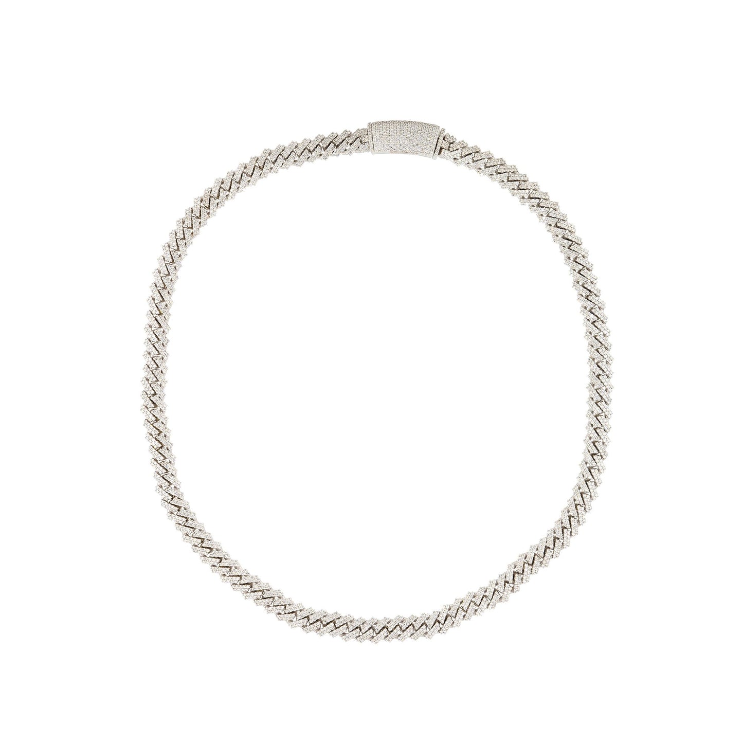 14k White Gold 19.1ctw Pave Diamond Cuban Link Chain Necklace