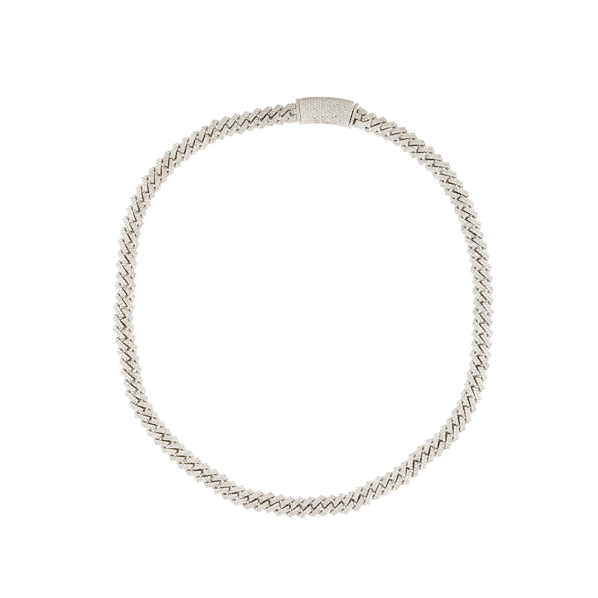 14k White Gold 19.1ctw Pave Diamond Cuban Link Chain Necklace