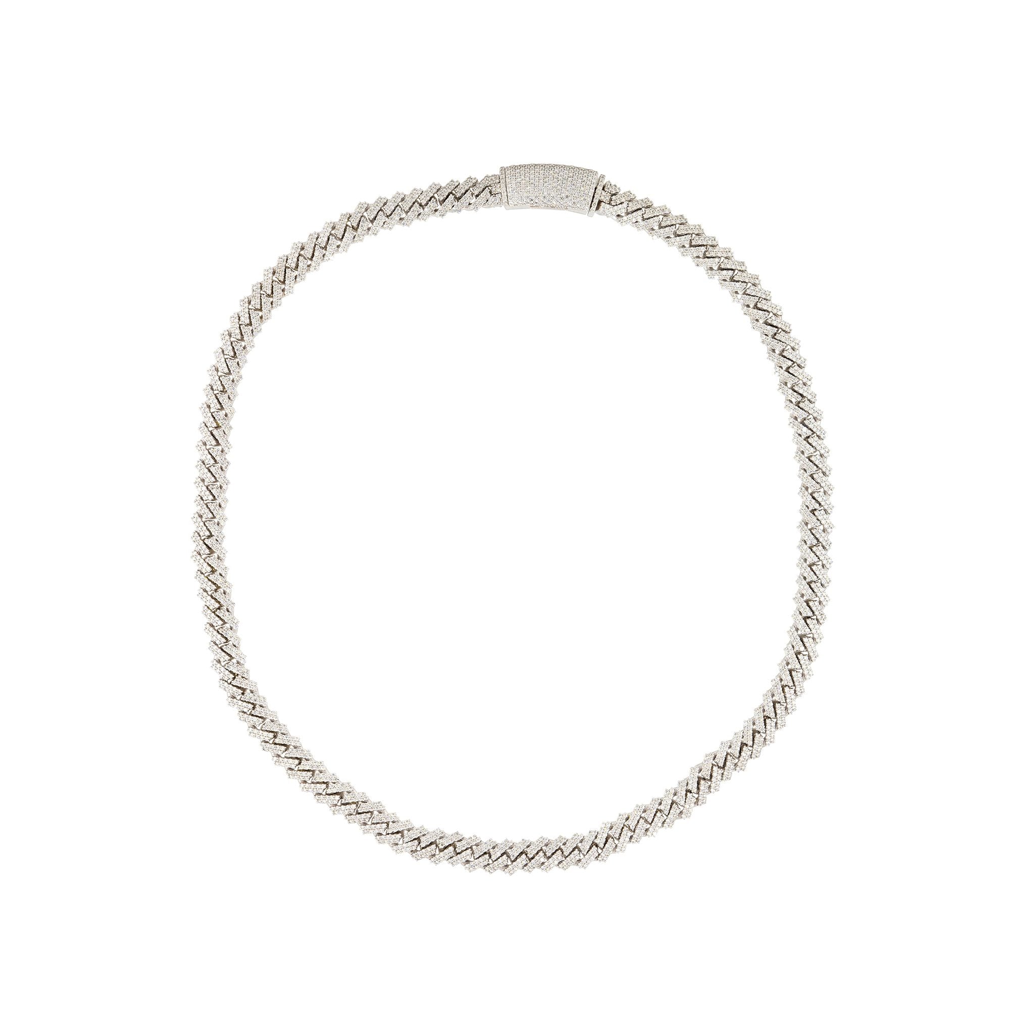 14k White Gold 19.1ctw Pave Diamond Cuban Link Chain Necklace