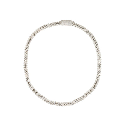 14k White Gold 19.1ctw Pave Diamond Cuban Link Chain Necklace