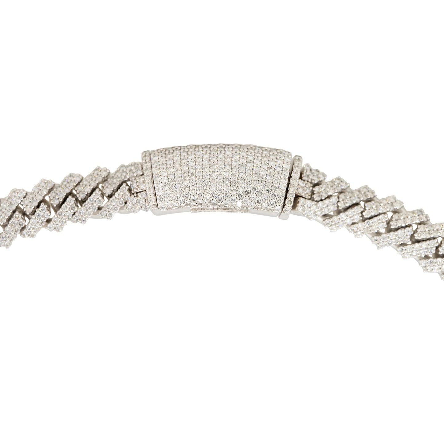 14k White Gold 19.1ctw Pave Diamond Cuban Link Chain Necklace