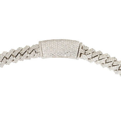 14k White Gold 19.1ctw Pave Diamond Cuban Link Chain Necklace