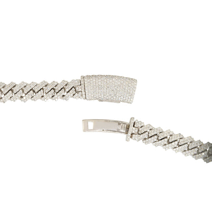 14k White Gold 19.1ctw Pave Diamond Cuban Link Chain Necklace