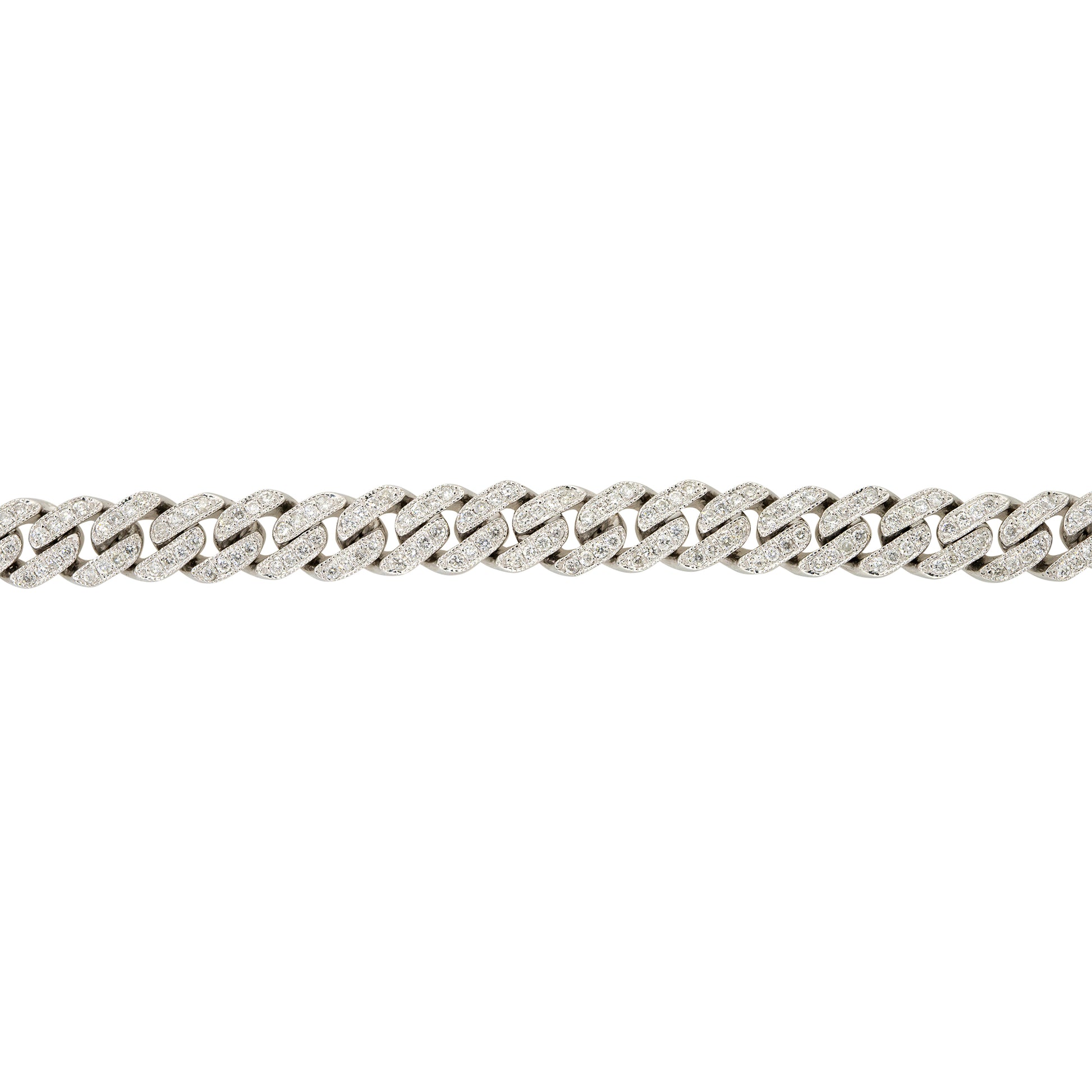 14k White Gold 6.5ctw Pave Diamond Cuban Link Chain Necklace