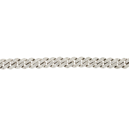 14k White Gold 6.5ctw Pave Diamond Cuban Link Chain Necklace