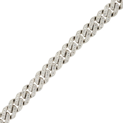 14k White Gold 6.5ctw Pave Diamond Cuban Link Chain Necklace