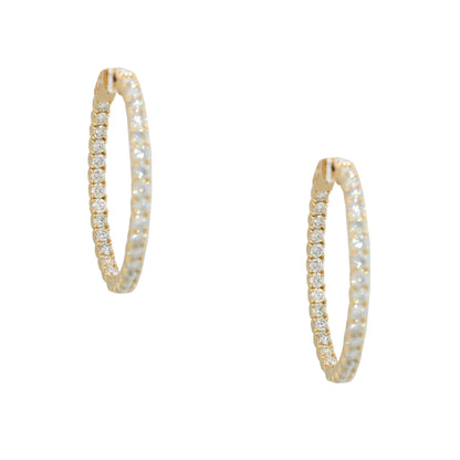 14k Yellow Gold 8.90ctw Round Brilliant Cut Diamond Inside-Out Hoop Earrings