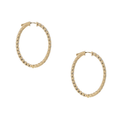 14k Yellow Gold 8.90ctw Round Brilliant Cut Diamond Inside-Out Hoop Earrings
